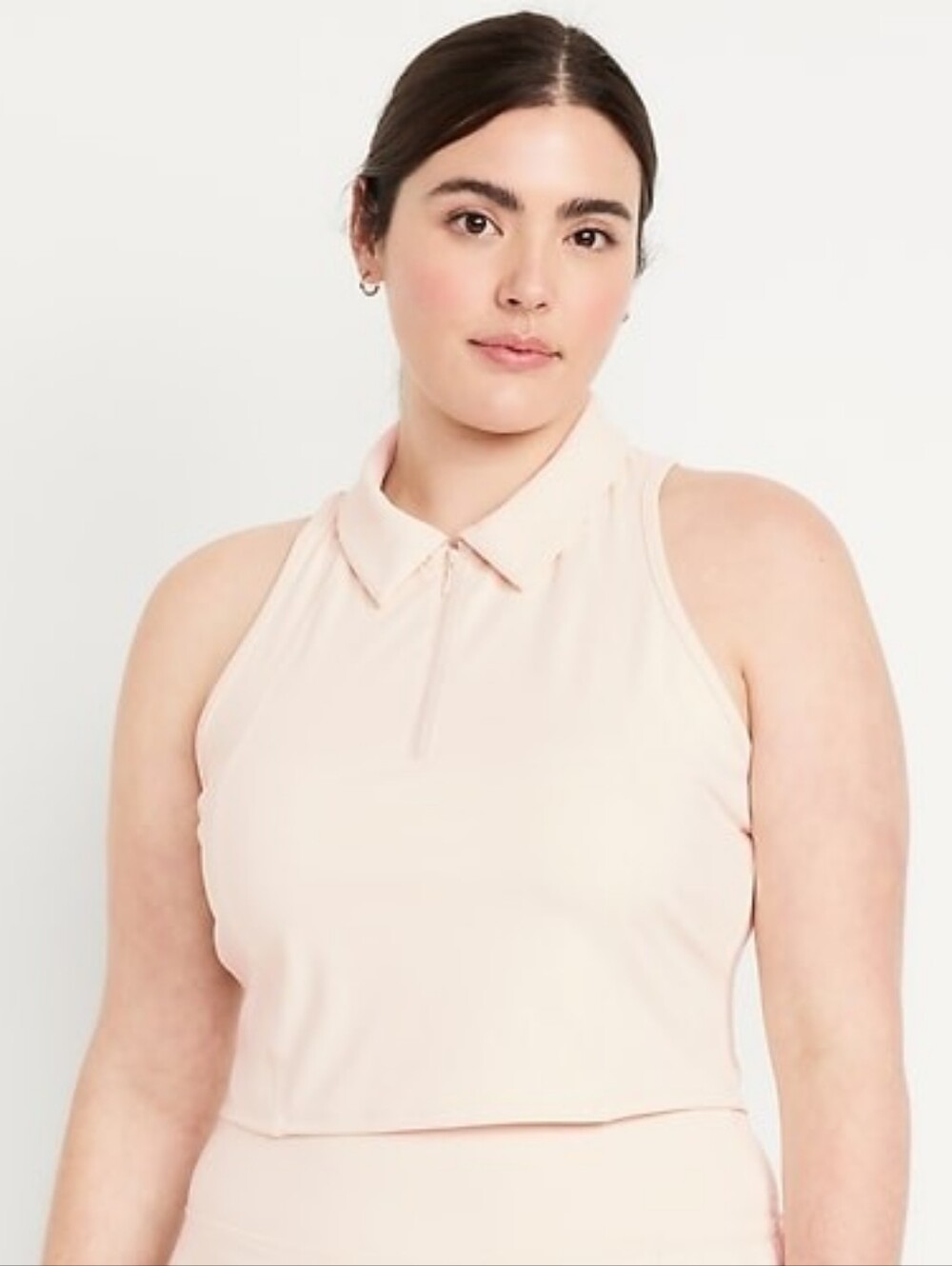 BNWT Old Navy Powersoft Go-Dry Cropped Polo Zip Tank XL Tall Ivory